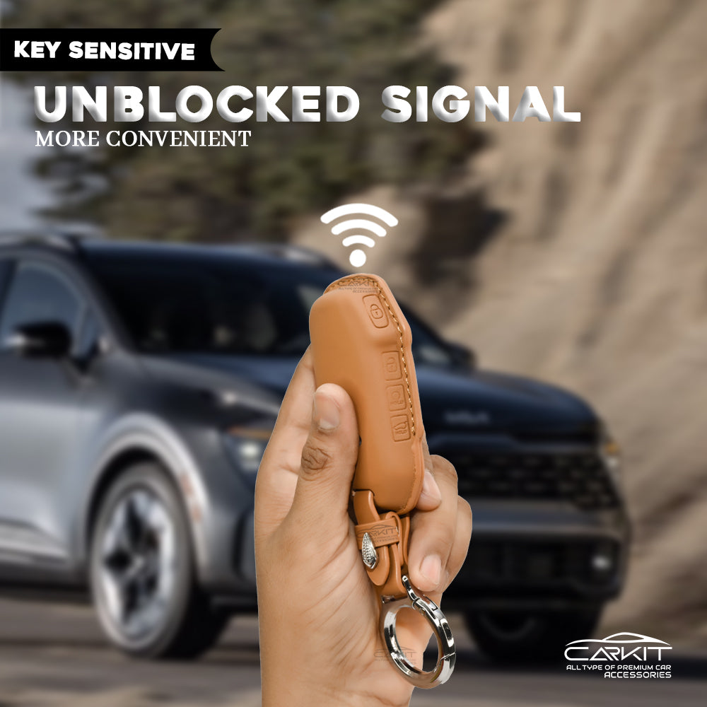 PU 3D Car Key Cover For New Kia Seltos 2023 Facelift | Carens X Line | Sonet Facelift - 4 Button Smart Key