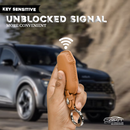 PU 3D Car Key Cover For New Kia Seltos 2023 Facelift | Carens X Line | Sonet Facelift - 4 Button Smart Key