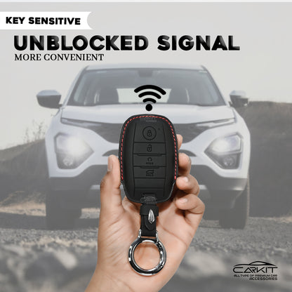 PU 3D Leather Key Cover For Kia: Seltos, Sonet, Carens, Seltos X-line 4 button smart key