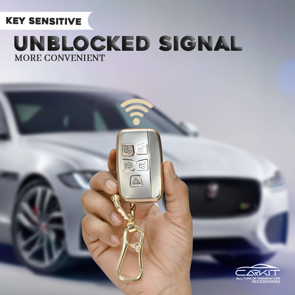 TPU White Gold Car Key Cover for Land Rover | Jaguar | Range Rover Smart Key