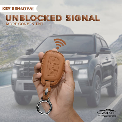 PU 3D Key Cover For Hyundai: i20, Creta, Venue, Tucson, Alcazar, Verna, Xcent, Aura, Elantra 3 button smart key