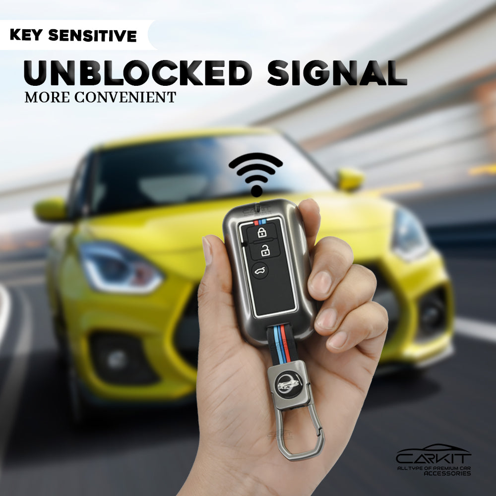 Metal Silicone Key Cover For Suzuki : Swift Dzire, Ertiga 3 button smart key.