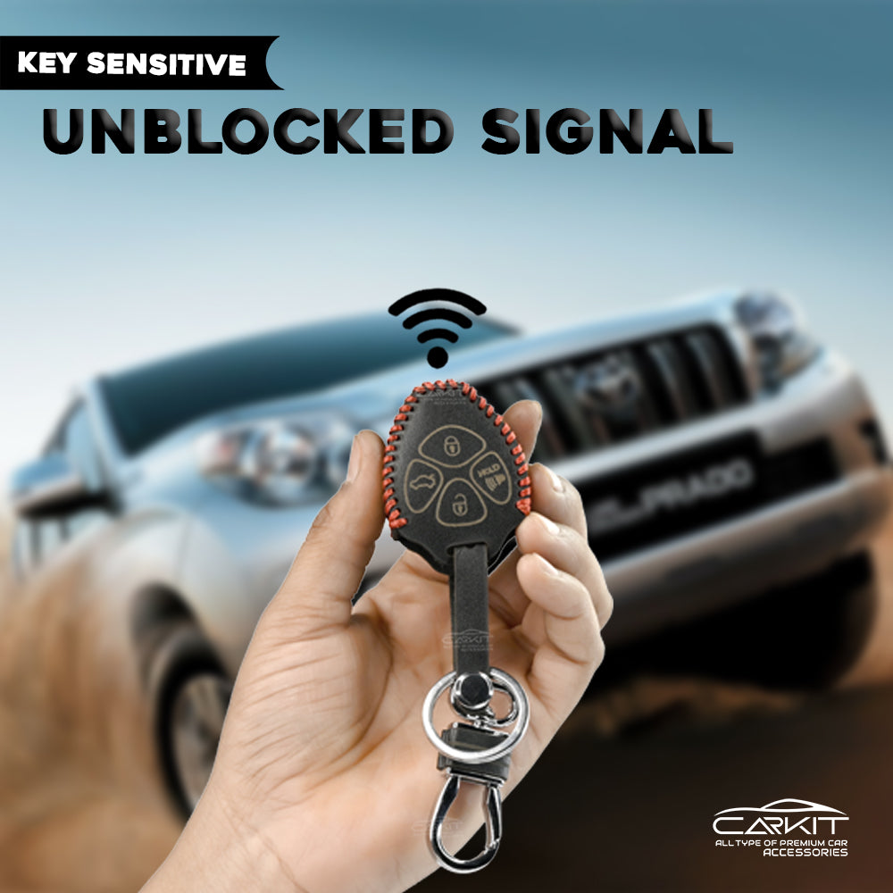 PU 3D Black Leather Car Key Cover For Toyota : Innova, Fortuner 2 button remote key