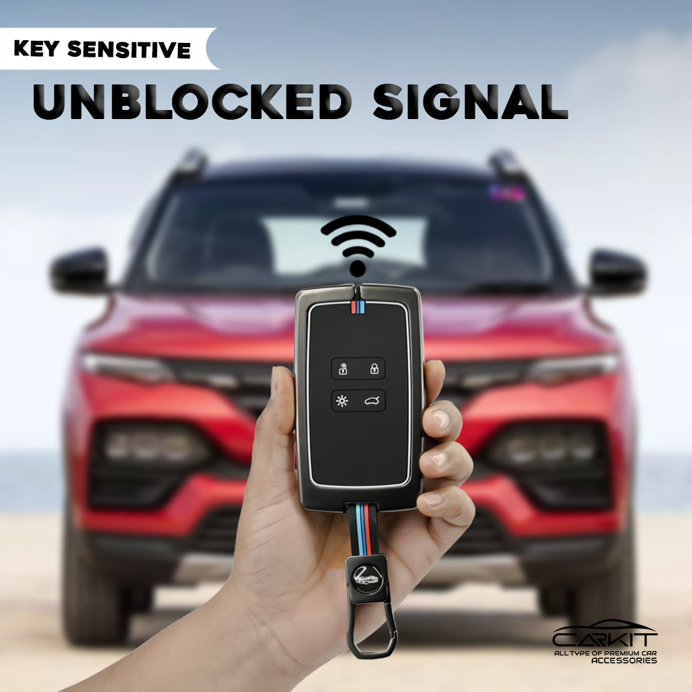 Metal Silicone Key Cover For Renault Triber | Kiger | New Kwid Smart Key