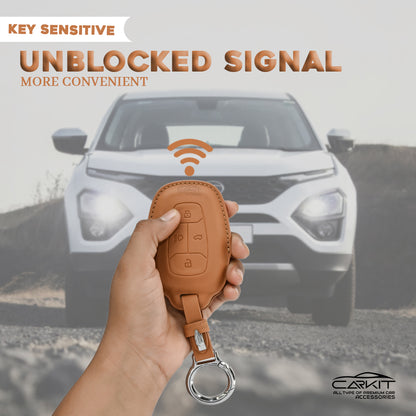 PU 3D Car Key Cover For Tata: Nexon, Harrier, Tigor BS6, Tigor EV, Safari 2021, Altroz, Safari Gold, Gravitas, Punch 4 button smart key