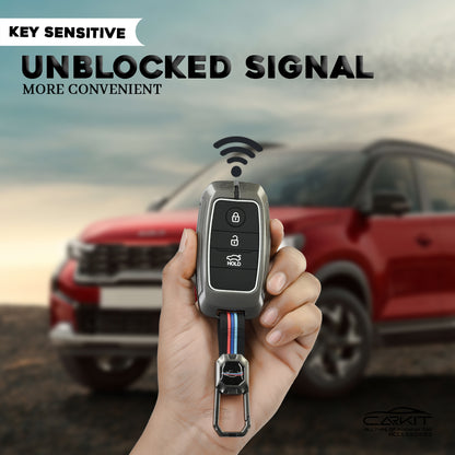 metal Car Key Cover For Kia: Seltos, Sonet, Carens, Carnival Smart Key