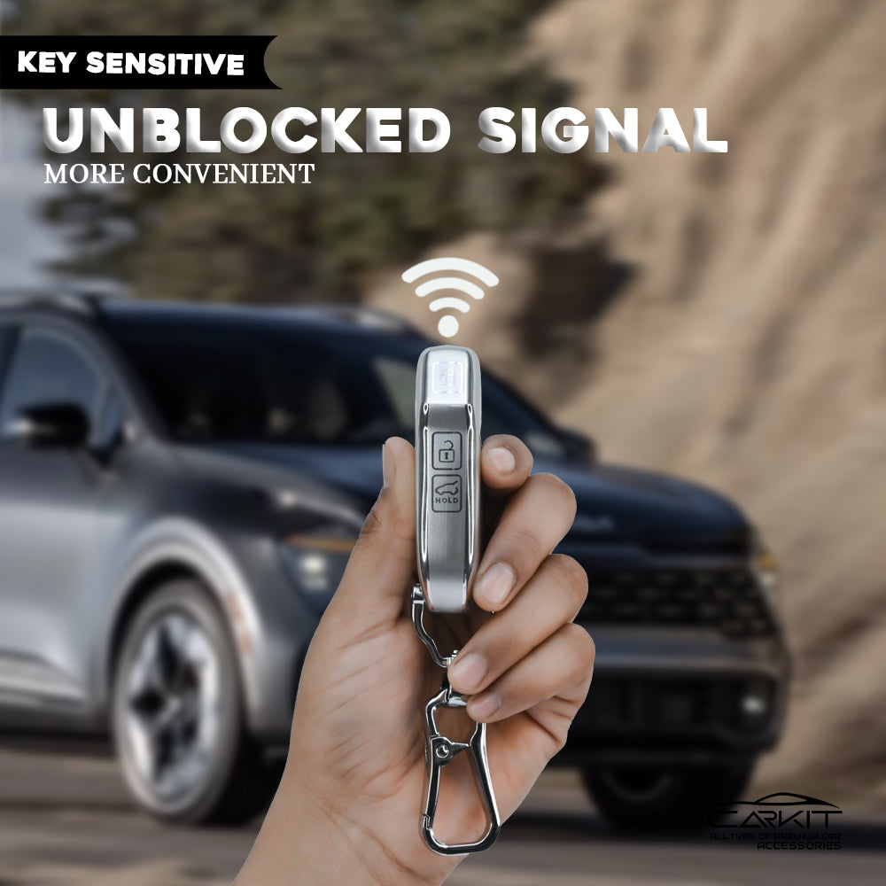 TPU Silver Car Key Cover For Kia: Seltos, Sonet 2023 onwards 3 button flip key