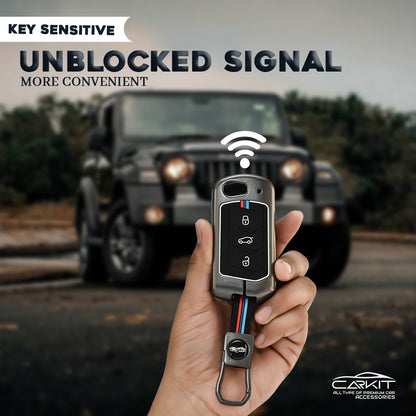 metal Car Key Cover For Mahindra: Thar, Bolero, Scorpio, XUV700, XUV400, XUV3x0, XUV300, TUV300, Marazzo 3 button flip key