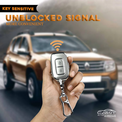 TPU SIlver Car key Cover For Renault Triber | Kwid | Duster | Datsun redi-GO Flip type Key