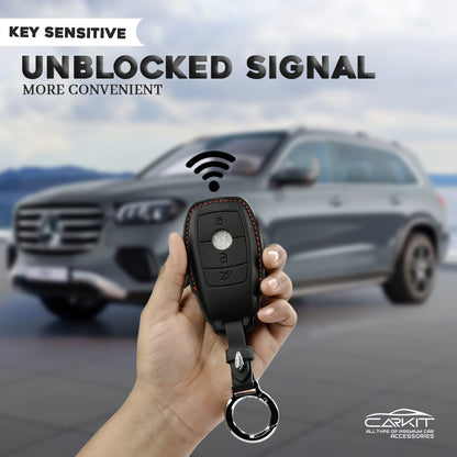 PU 3D Black Leather Car Key Cover For Mercedes-Benz E-Class S-Class A-Class C-Class G-Class 2020 Onwards New Smart Key
