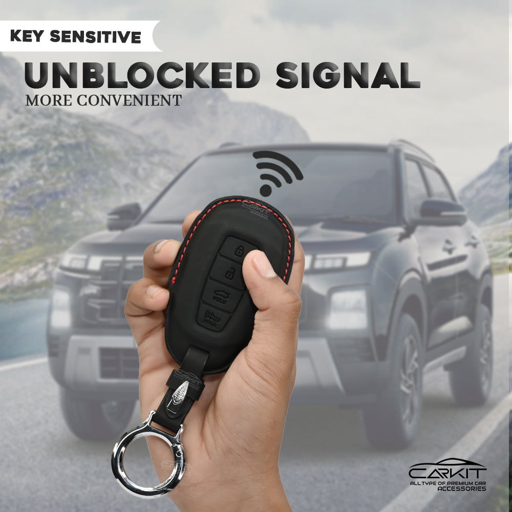 PU 3D Leather Car Key Cover For Hyundai: Verna 2020 4 button smart key