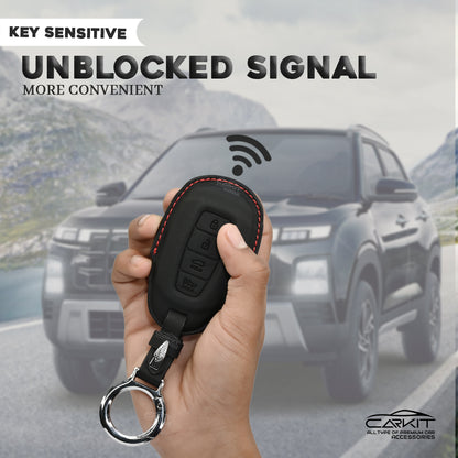 PU 3D Leather Car Key Cover For Hyundai: Verna 2020 4 button smart key