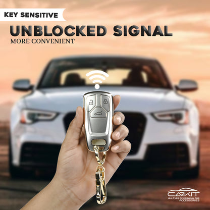 TPU White Gold Car Key For Audi Q5, A5, A8, Q7, A4, A6 3 button smart key
