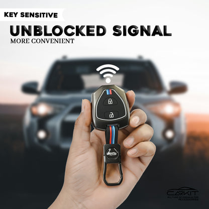 Metal Silicone Key Cover For Toyota : Innova, Fortuner 2 button remote key