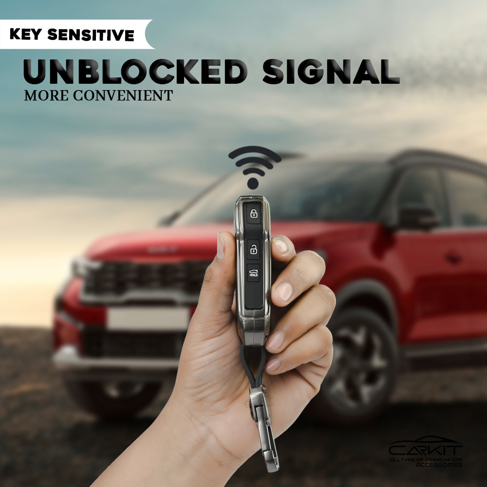 metal Car Key Cover For Kia Seltos 2023 Facelift | Sonet facelift 3 Button Smart Key