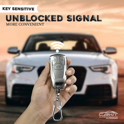 TPU SIlver Car Key For Audi Q5, A5, A8, Q7, A4, A6 3 button smart key