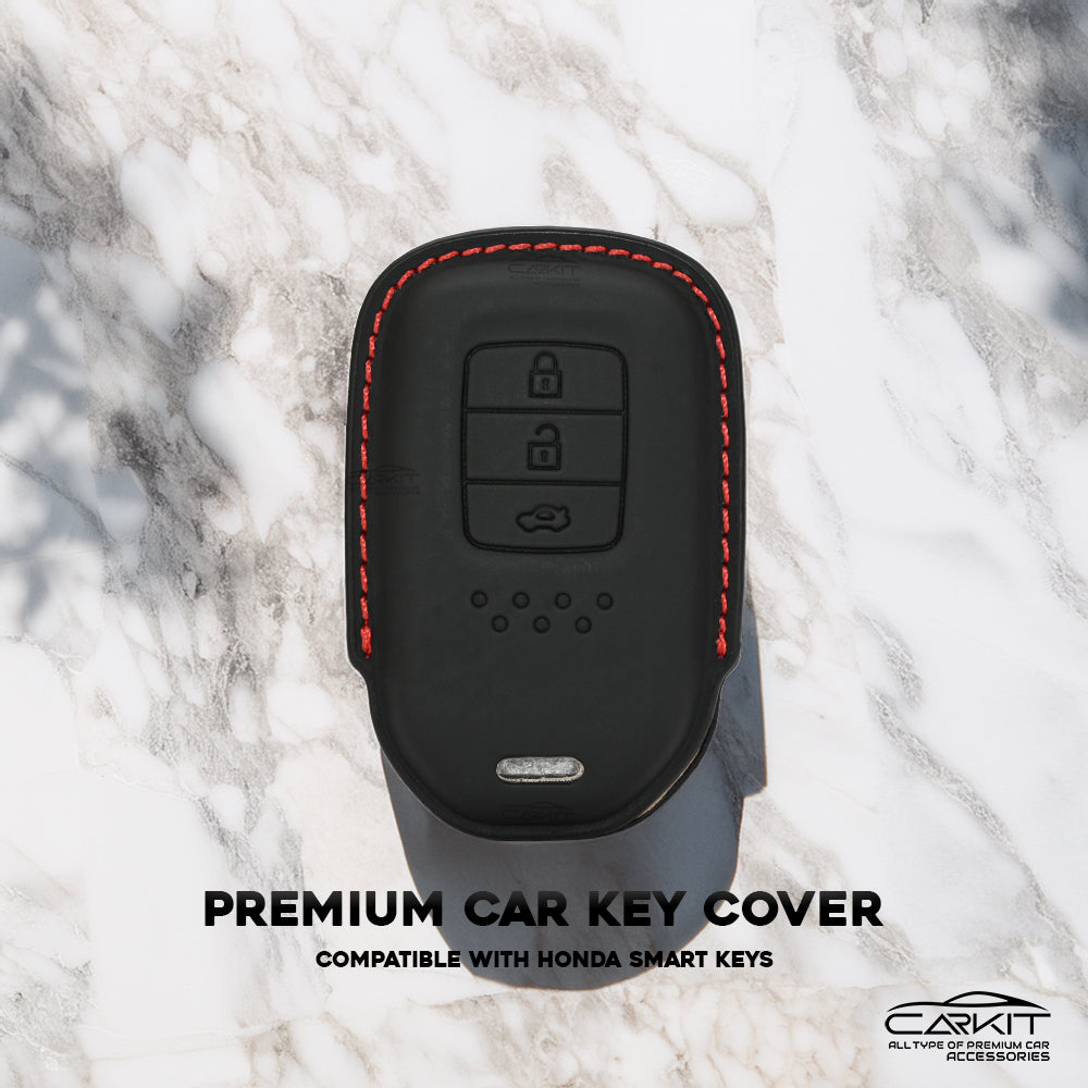 PU 3D Leather Car Key Cover For Honda: City, Civic, Jazz, Brio, Amaze, Cr-v, Wr-v, Br-v, Mobilio 3 Button Smart Key