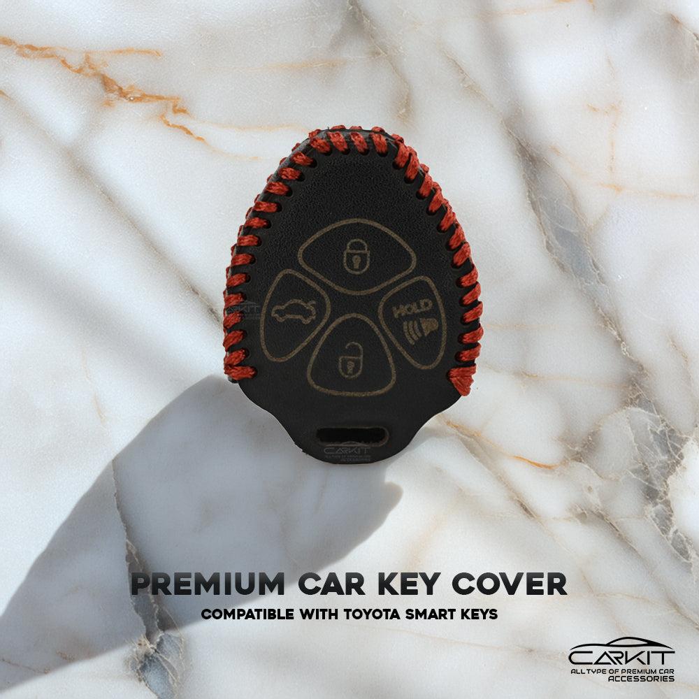 PU 3D Black Leather Car Key Cover For Toyota : Innova, Fortuner 2 button remote key