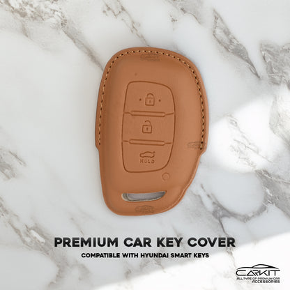 PU 3D Key Cover For Hyundai: i20, Creta, Venue, Tucson, Alcazar, Verna, Xcent, Aura, Elantra 3 button smart key
