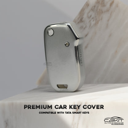 TPU Silver Car Key Cover For Kia: Seltos, Sonet 2023 onwards 3 button flip key