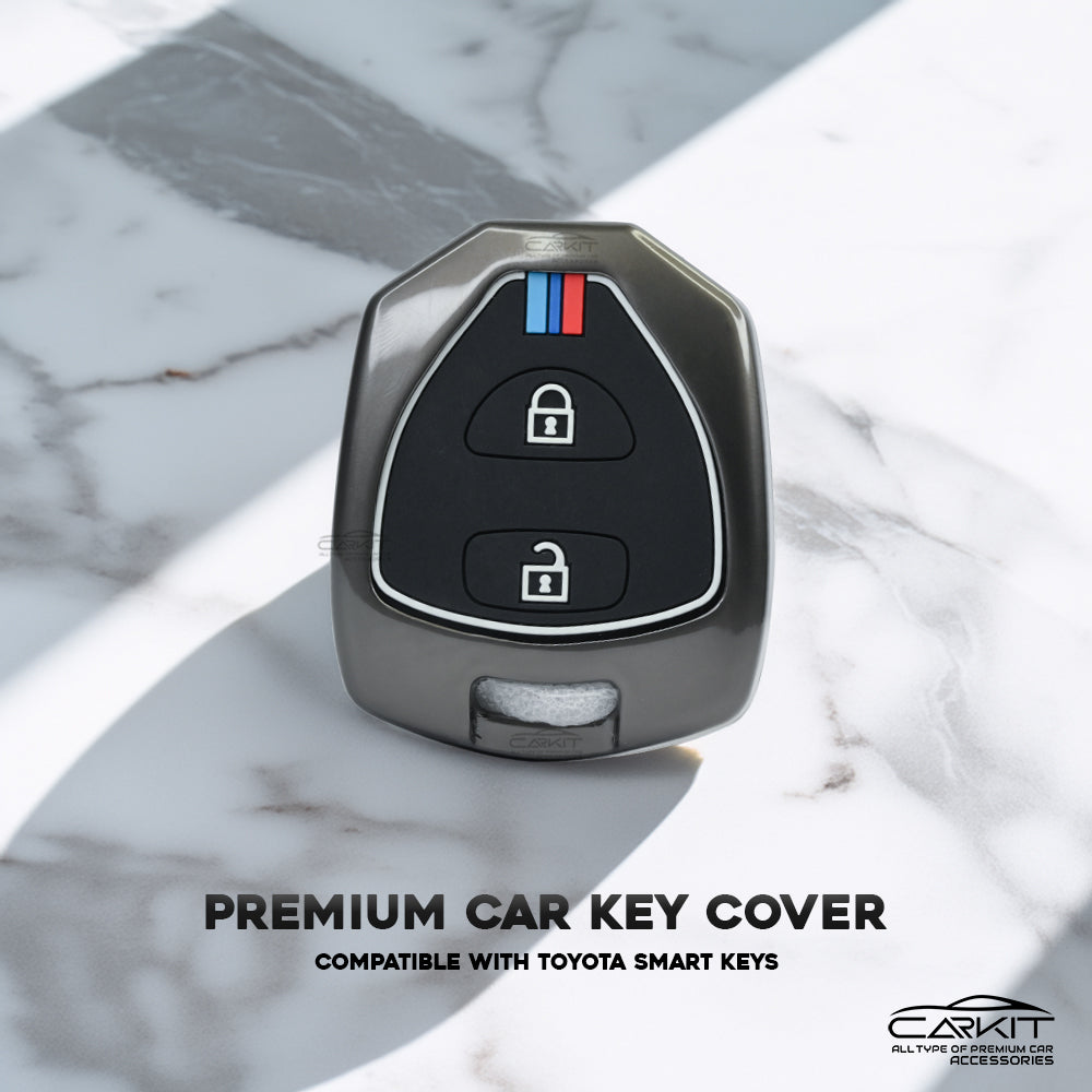 Metal Silicone Key Cover For Toyota : Innova, Fortuner 2 button remote key