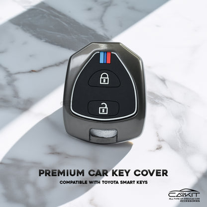 Metal Silicone Key Cover For Toyota : Innova, Fortuner 2 button remote key