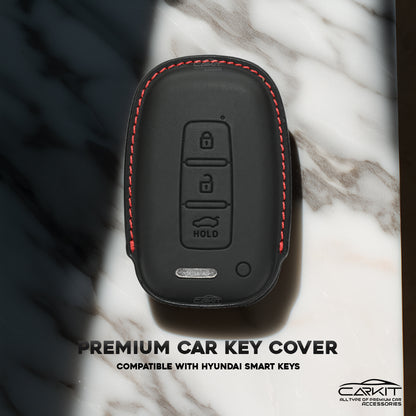 PU 3D Leather Car Key Cover For Hyundai: i20, Verna, Elantra old 3 button smart key