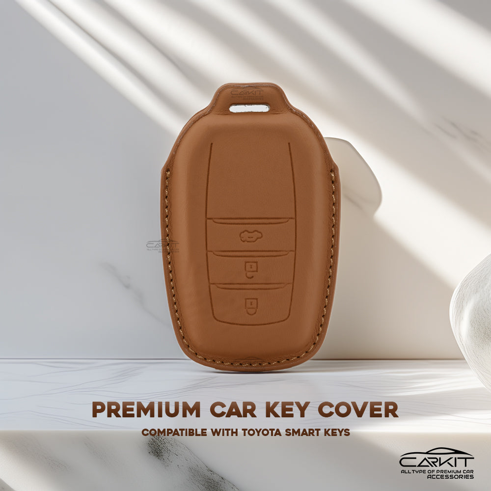 PU 3D Ten Car Key Cover For Toyota: Innova, Fortuner, Legender, Land Cruiser, Suzuki Invicto 3 button smart key.
