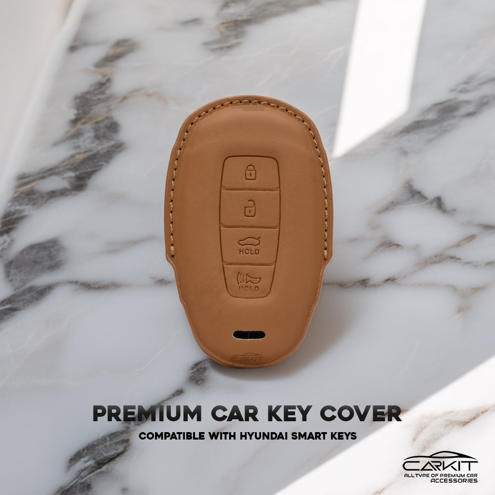 PU 3D Car Key Cover For Hyundai: Verna 2020 4 button smart key