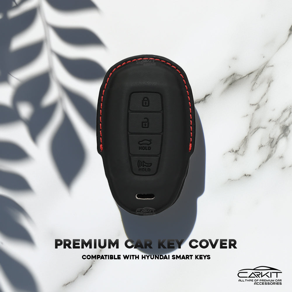 PU 3D Leather Car Key Cover For Hyundai: Verna 2020 4 button smart key
