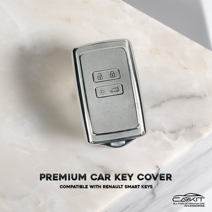 TPU Silver Car key Cover For Renault Triber | Kiger | New Kwid Smart Key