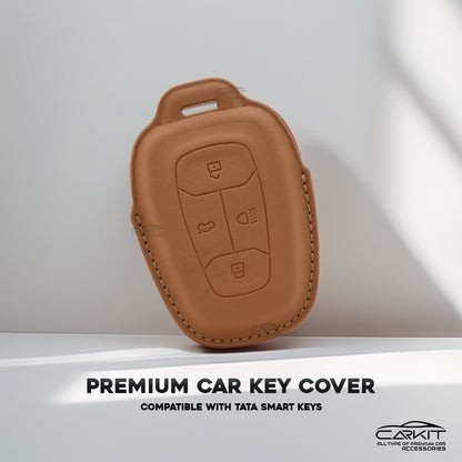 PU 3D Car Key Cover For Tata: Nexon, Harrier, Tigor BS6, Tigor EV, Safari 2021, Altroz, Safari Gold, Gravitas, Punch 4 button smart key