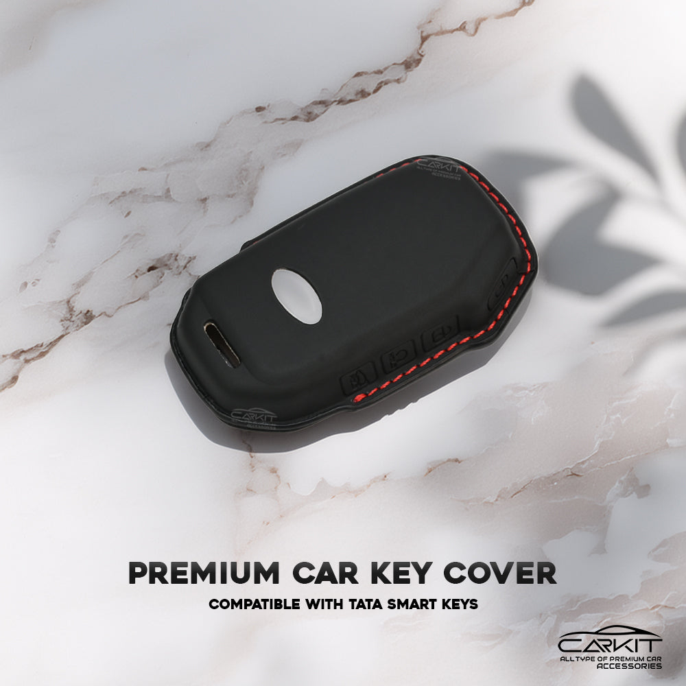PU 3D Leather Car Key Cover For New Kia Seltos 2023 Facelift | Carens X Line | Sonet Facelift - 4 Button Smart Key