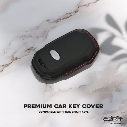 PU 3D Leather Car Key Cover For New Kia Seltos 2023 Facelift | Carens X Line | Sonet Facelift - 4 Button Smart Key