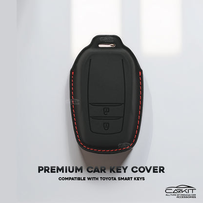 PU 3D Leather Key Cover For Toyota: Innova Crysta, Innova HyCross, Hilux 2 button smart key.