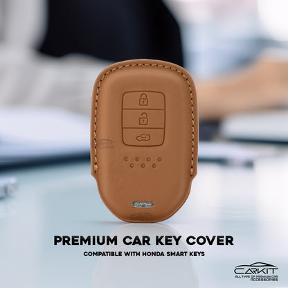 PU-3D Leather Car Key Cover For Honda: City, Civic, Jazz, Brio, Amaze, Cr-v, Wr-v, Br-v, Mobilio 3 Button Smart Key