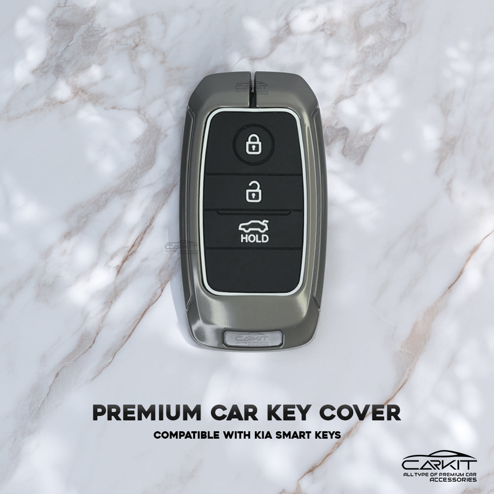 metal Car Key Cover For Kia: Seltos, Sonet, Carens, Carnival Smart Key