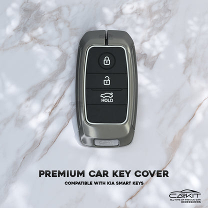 metal Car Key Cover For Kia: Seltos, Sonet, Carens, Carnival Smart Key