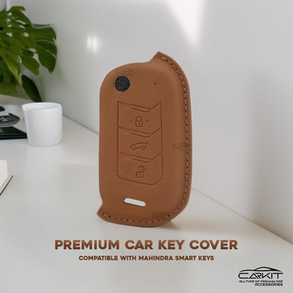 PU-3D Car Key Cover For Mahindra: Thar, Bolero, Scorpio, XUV700, XUV400, XUV3x0, XUV300, TUV300, Marazzo 3 button flip key