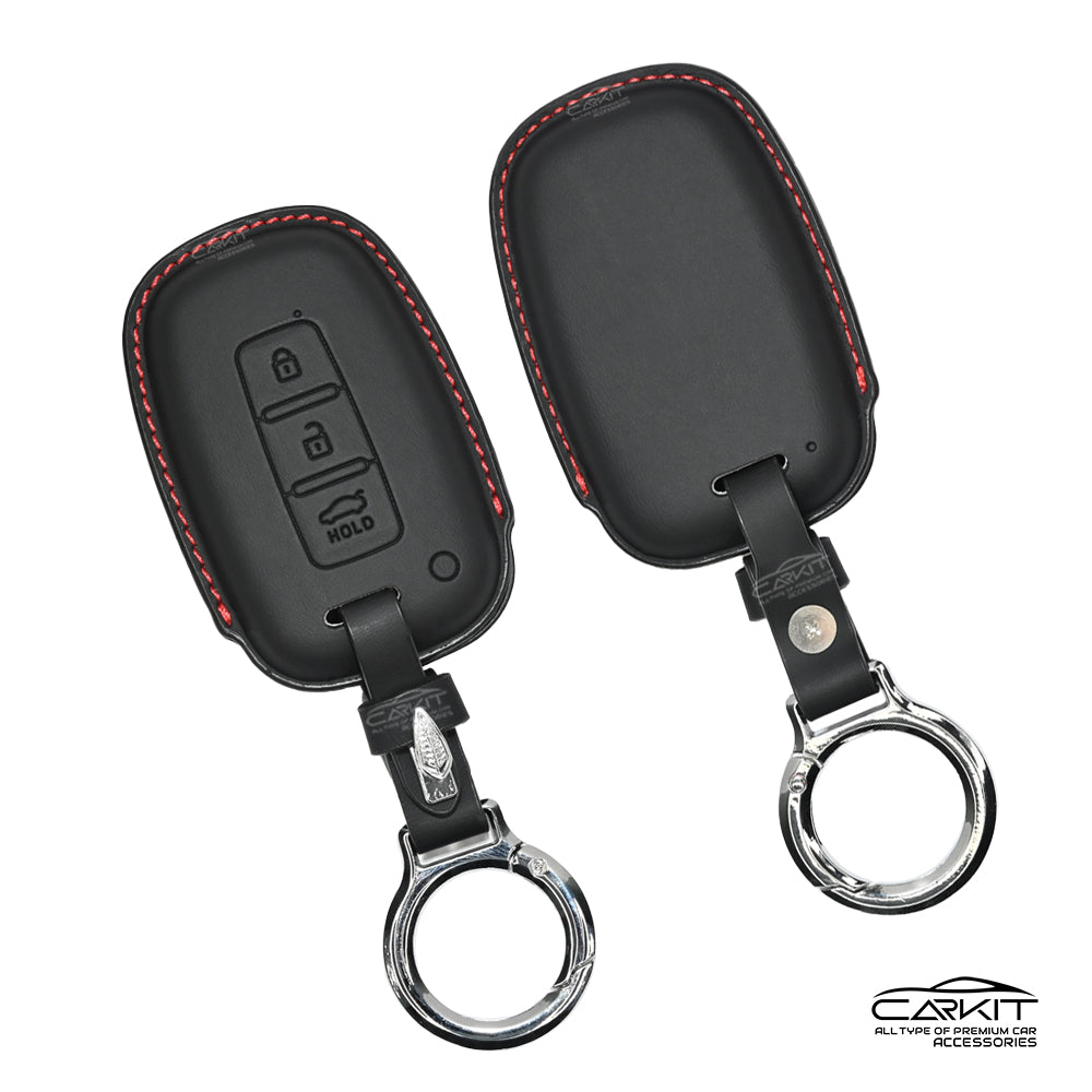 PU 3D Leather Car Key Cover For Hyundai: i20, Verna, Elantra old 3 button smart key