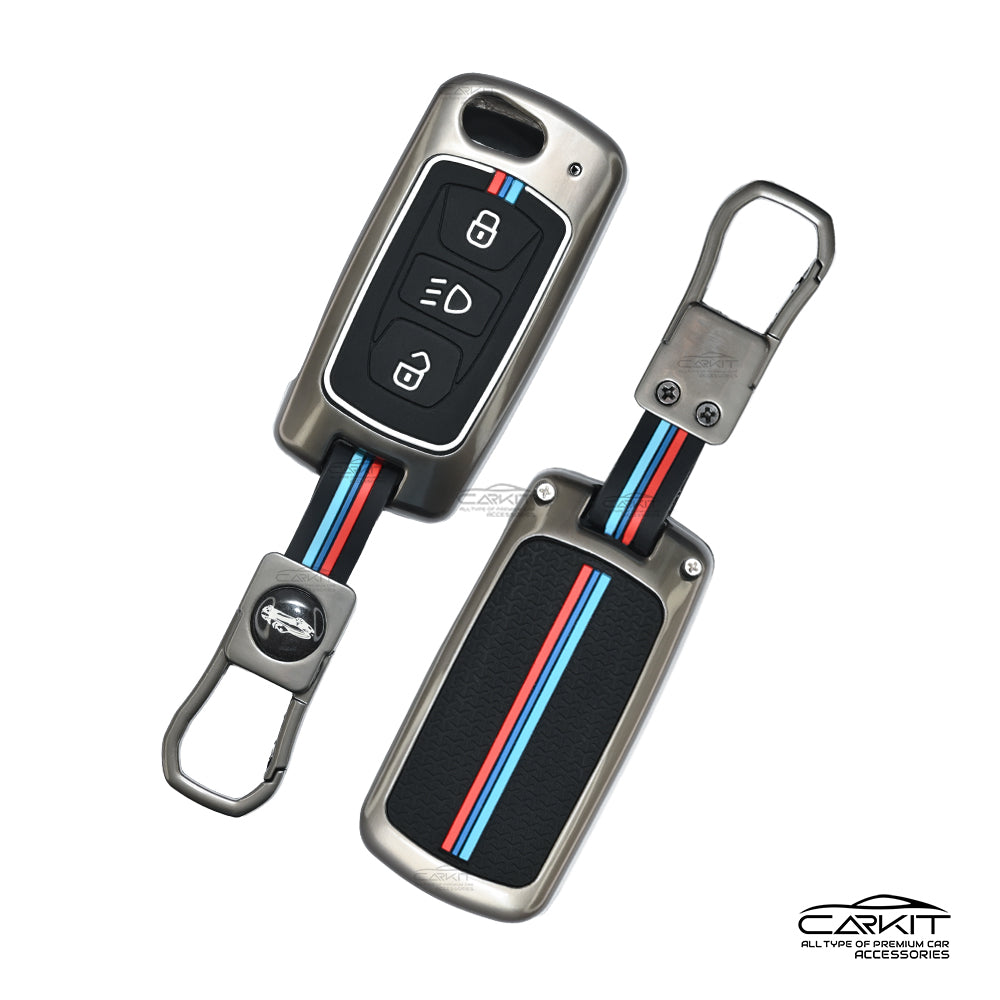 Metal Car Key Cover For Tata: Nexon, Harrier, Safari, Altroz, Punch, Tiago, Tigor, Zest, Bolt, Hexa 3 button Flip Key