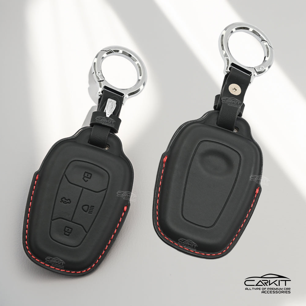 PU 3D Leather Car Key Cover For Tata: Nexon, Harrier, Tigor BS6, Tigor EV, Safari 2021, Altroz, Safari Gold, Gravitas, Punch 4 button smart key