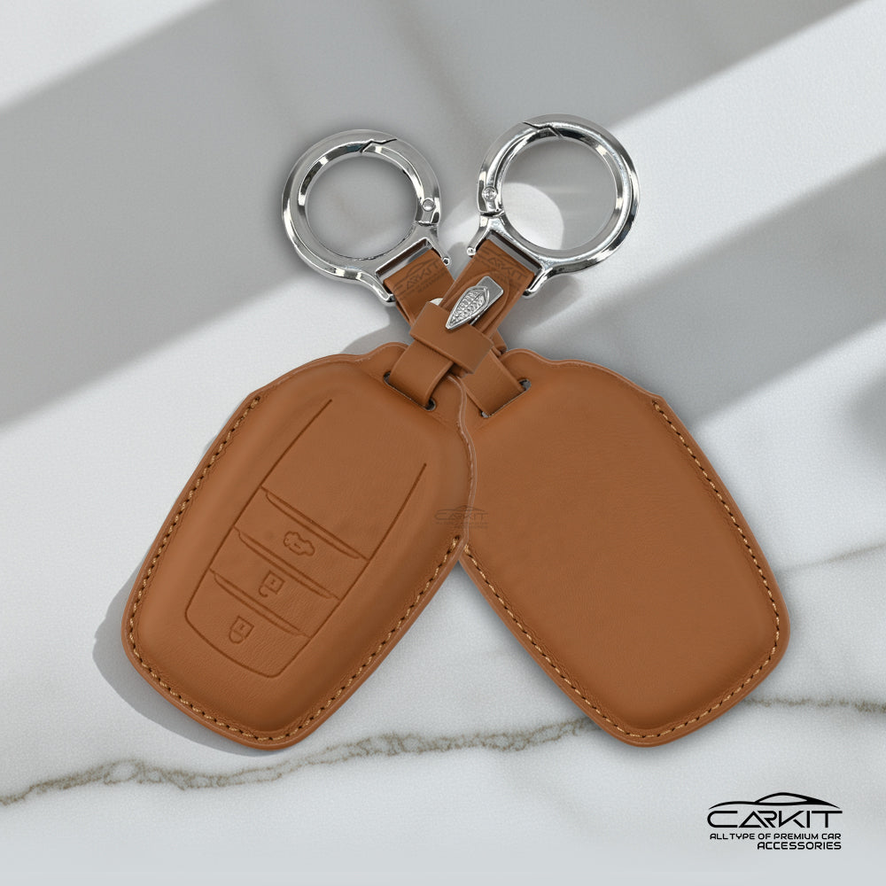 PU 3D Ten Car Key Cover For Toyota: Innova, Fortuner, Legender, Land Cruiser, Suzuki Invicto 3 button smart key.
