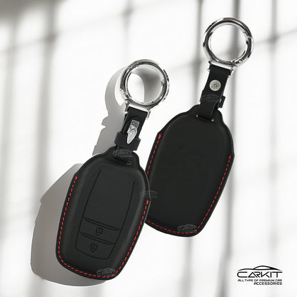 PU 3D Leather Key Cover For Toyota: Innova Crysta, Innova HyCross, Hilux 2 button smart key.