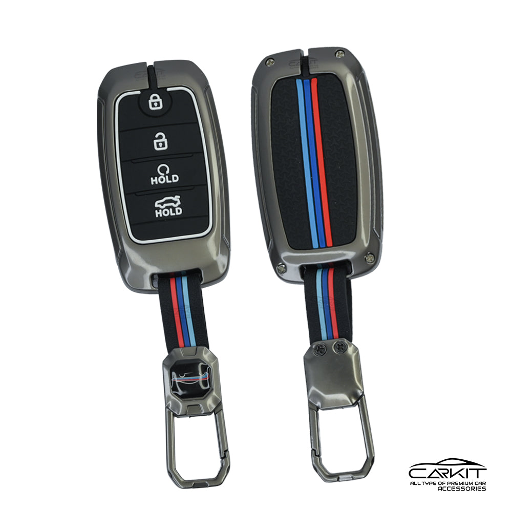metal Car Key Cover For Kia: Seltos, Sonet, Carens, Seltos X-line 4 button smart key